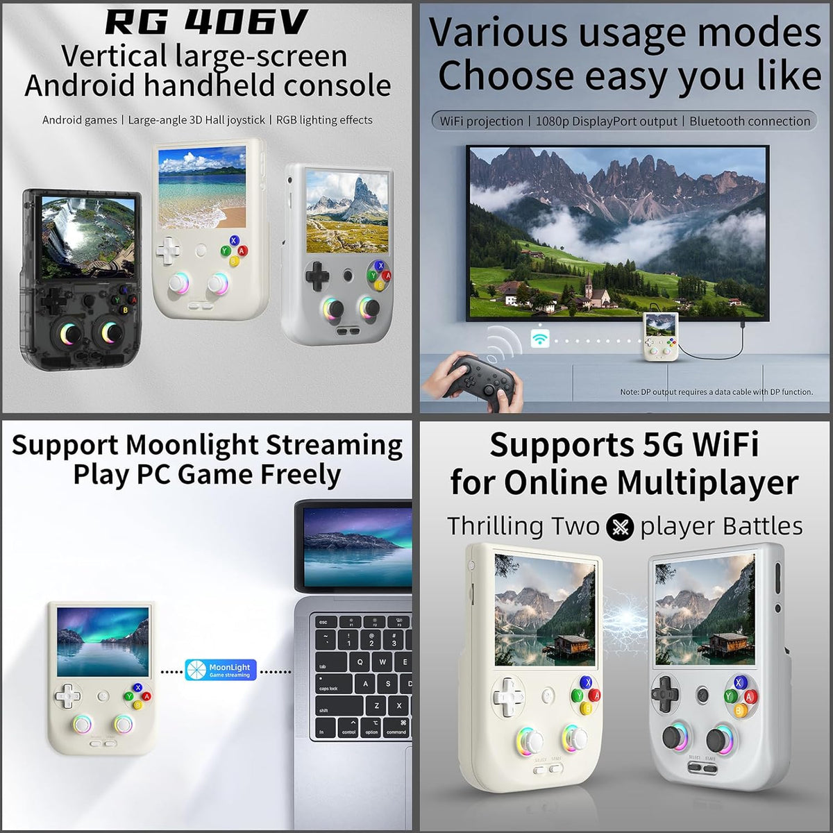 RG406V Handheld Game Console Preloaded Games RG 406V 4-inch IPS Multi-touch Screen Retro Game