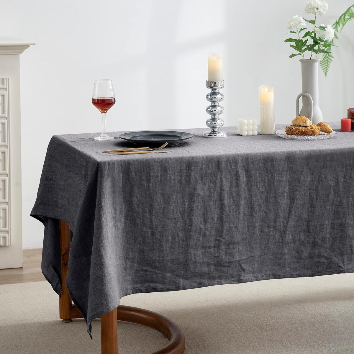 EVERLY 100% Pure Linen Rectangle Tablecloths 60x120Inches for Dining,Buffet