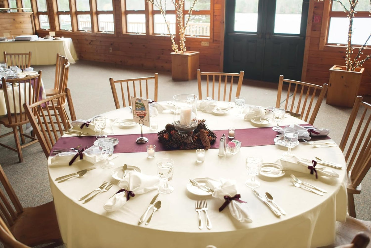 10 Pack Round Tablecloths - 108 Inch, Beige Polyester Table Cover for Round Tables, Stain and