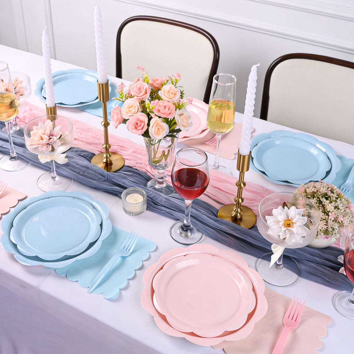 96 Pcs Baby Gender Reveal Plates and Napkins Party Supplies Serve 24 Guests