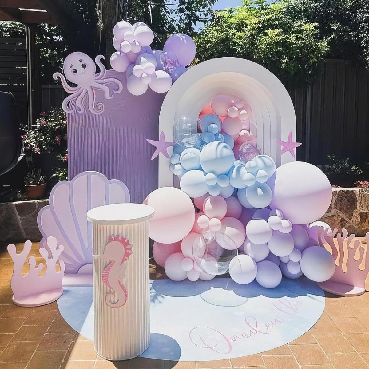 Mermaid Balloons, 50Pcs 12 Inchs Baby Pink Purple Blue Confetti Balloons for Girls Princess
