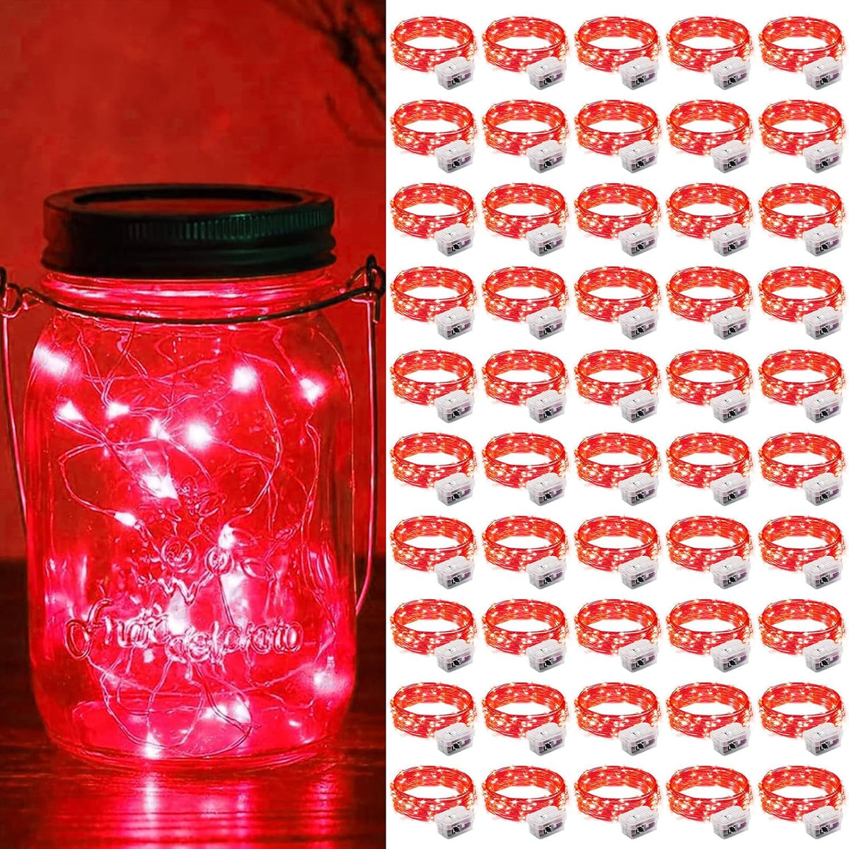 ZGWJ 50 Pack Fairy Lights Battery Operated, 7ft 20 Mini LED Fairy String Lights Silver Wire 3 Modes