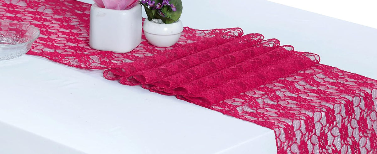 MDS Pack of 20 Wedding 12 x 108 inches Lace Table Runner for Wedding, Decorations for Birthday