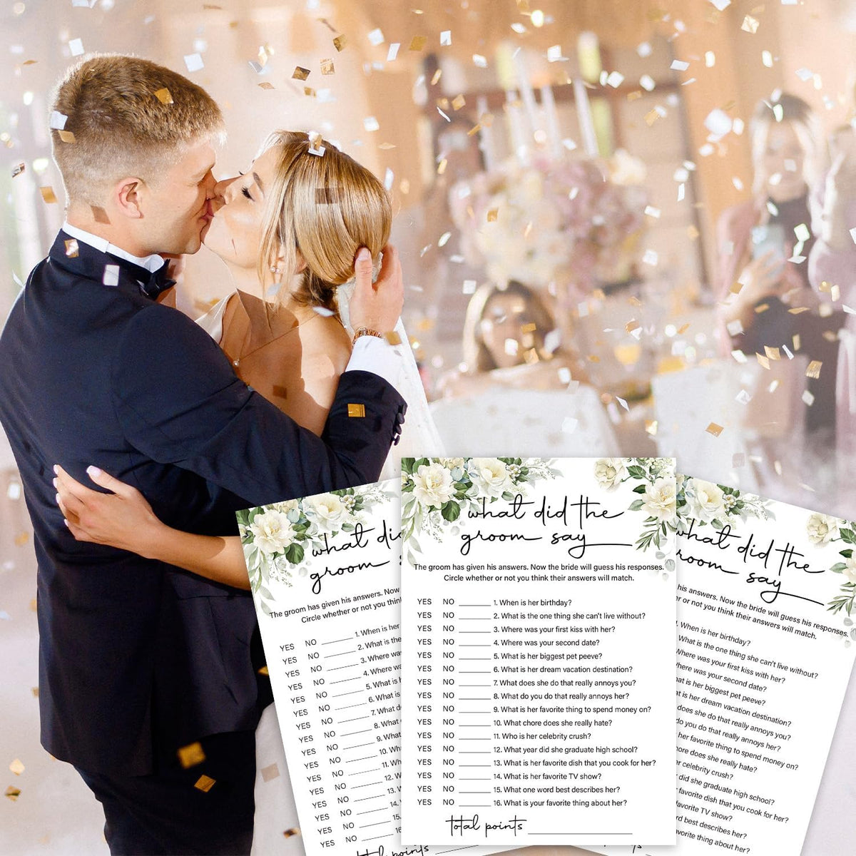 Eucalyptus Bridal Shower Games 30 Guests, What Did the Groom Say Bridal Games for Showers, White
