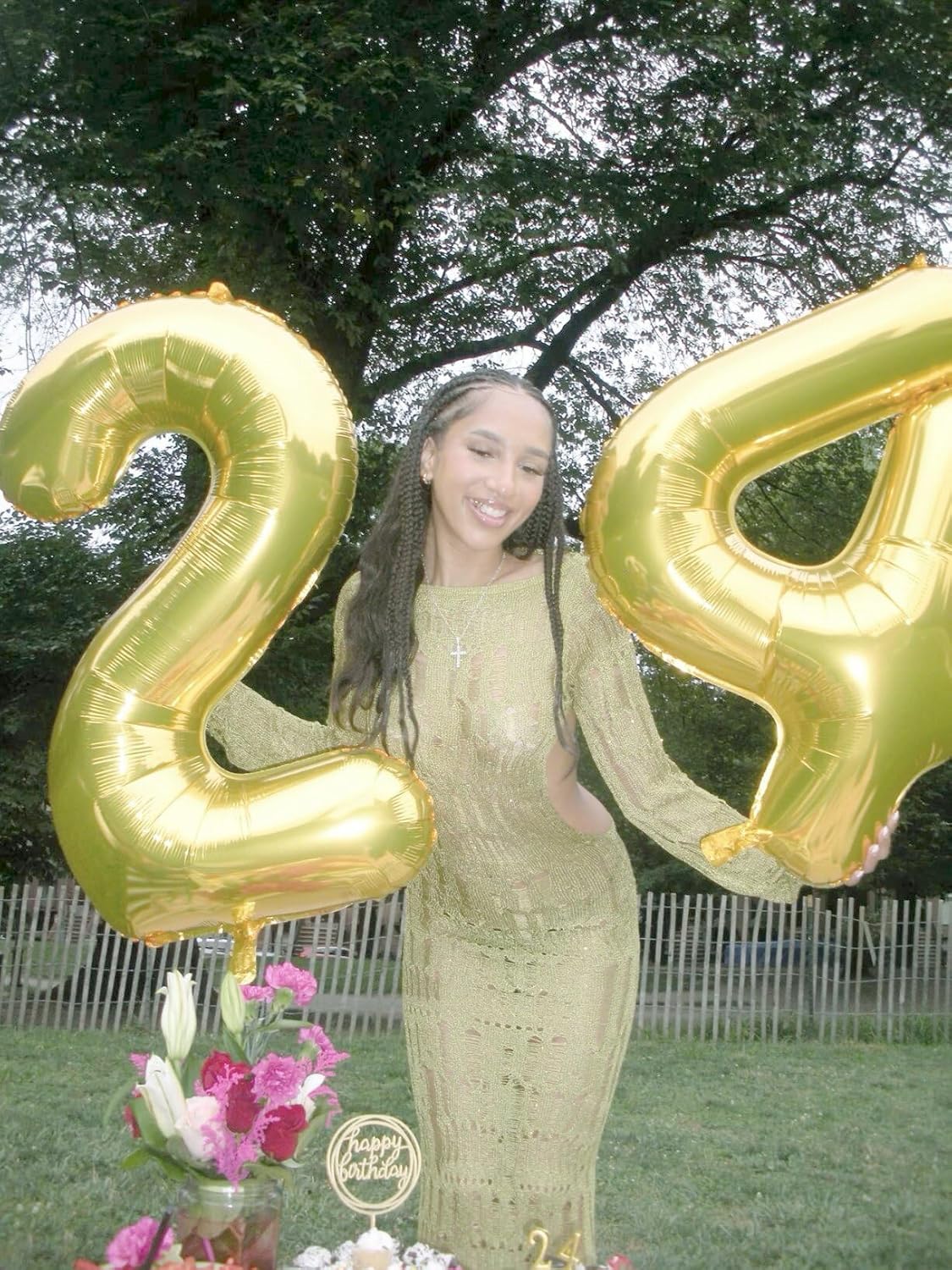 40 Inch Light Gold Large Number 4 Balloons, Giant Foil Number Four 14 24 34 40 44 Balloons