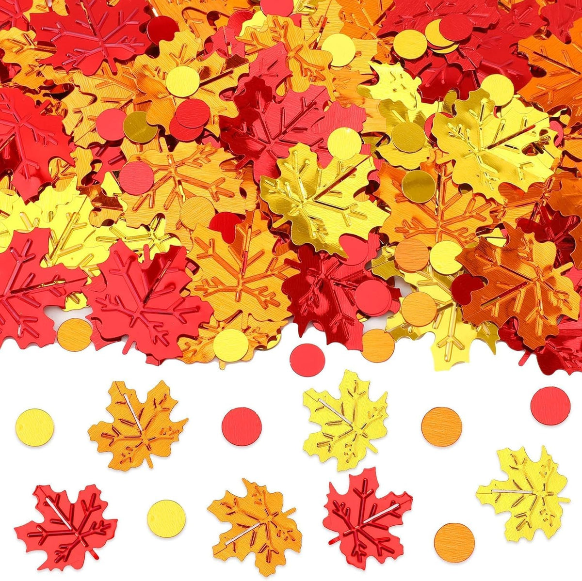 MARFOREVER Maple Leaf Fall Confetti, Thanksgiving Metallic Foil Confetti Autumn Leaves Sequins