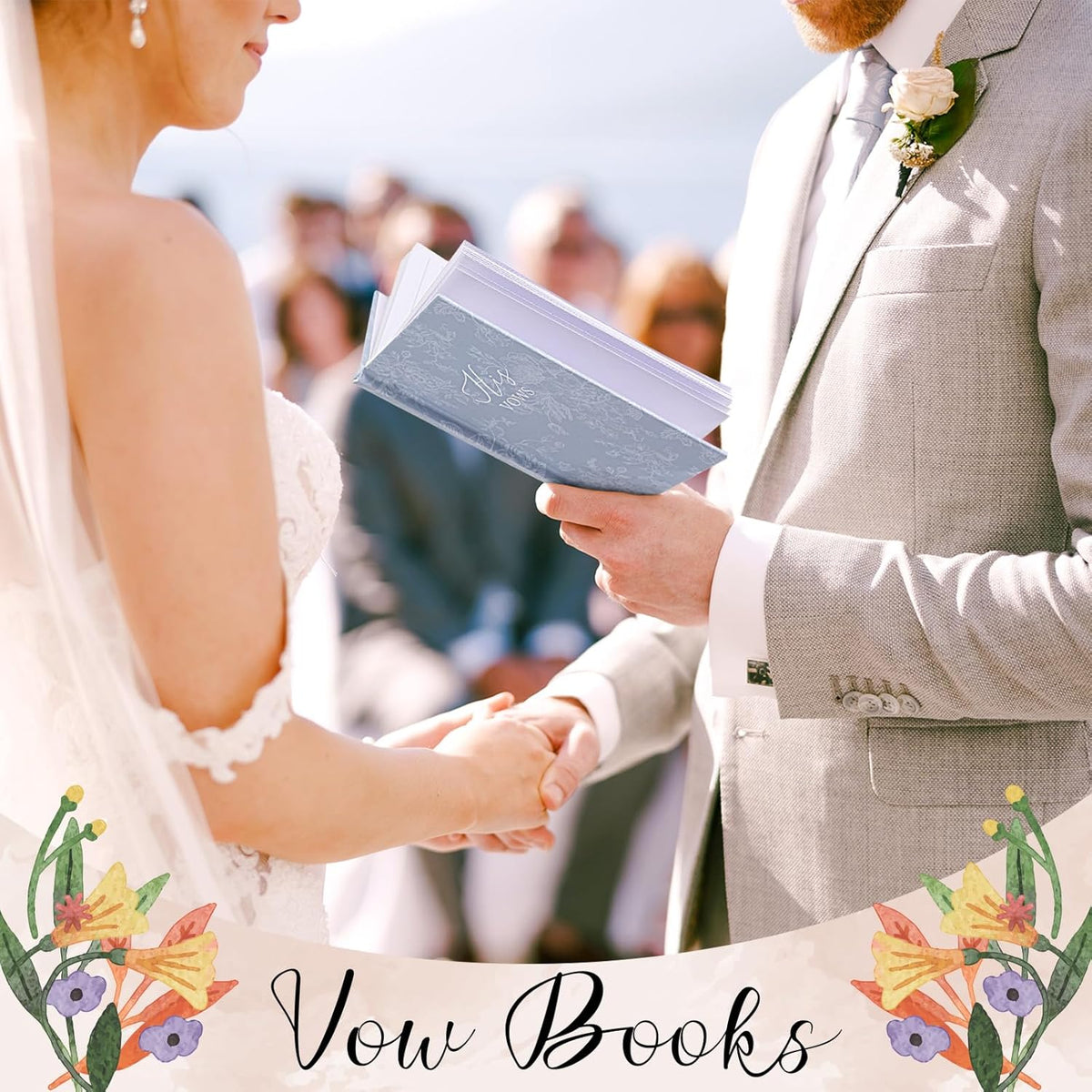 Set of 2 Vow Books His and Hers, Wedding Vow Books (6.06x4.17) Wedding Keepsake Essentials Elegant