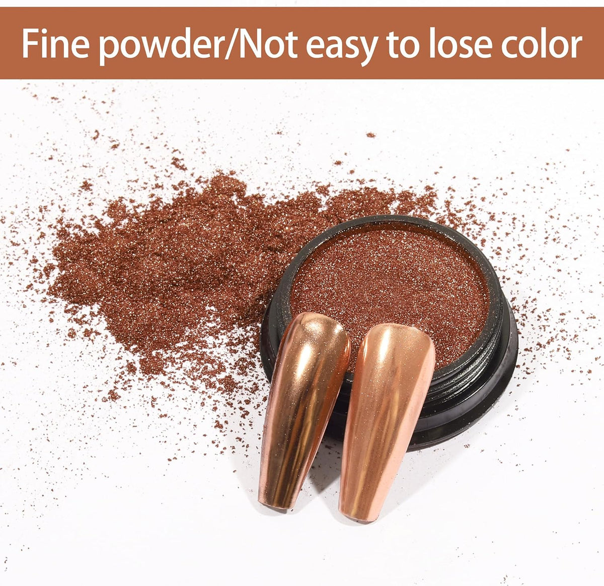 Artdone Chrome Nail Powder, Copper Iridescent Aurora Powder Metallic Mirror Effect Pigment