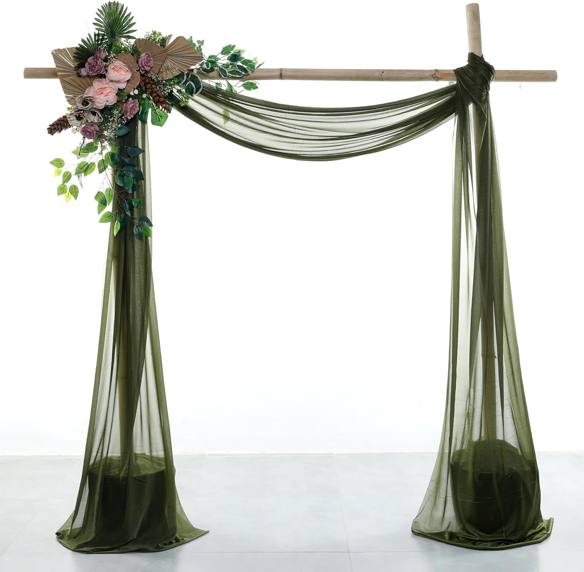 VDS Pack of 2 Panel (30 Inch X 40 Feet) Wedding Arch Draping Fabric Sheer Chiffon Fabric Drapery