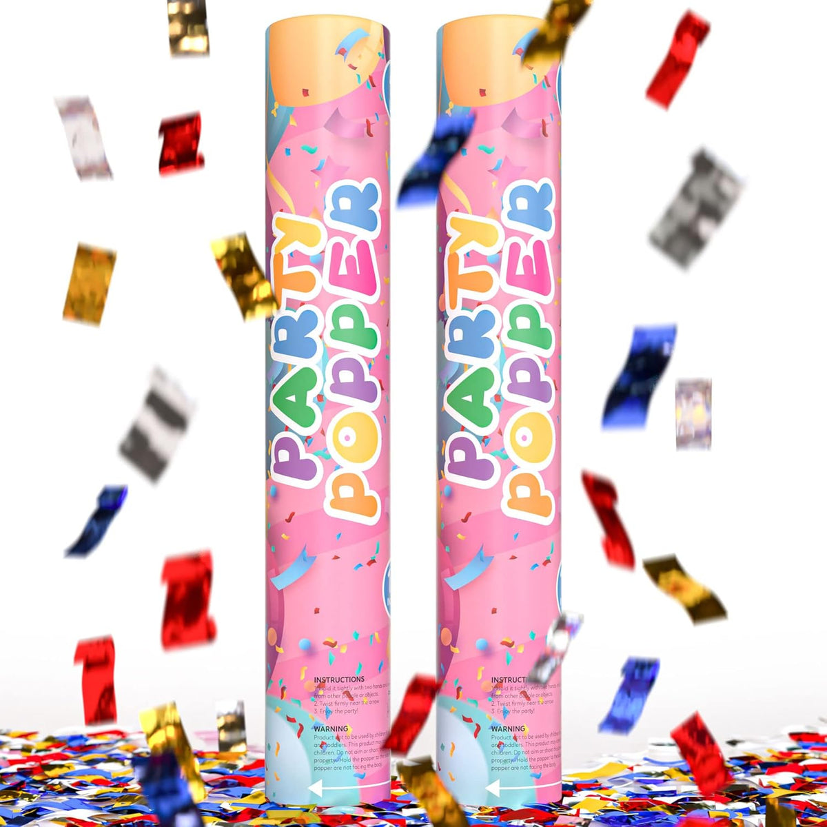 Confetti Poppers Confetti Cannon | 2 Pack | Glitter Multicolor | Party Poppers for Graduation