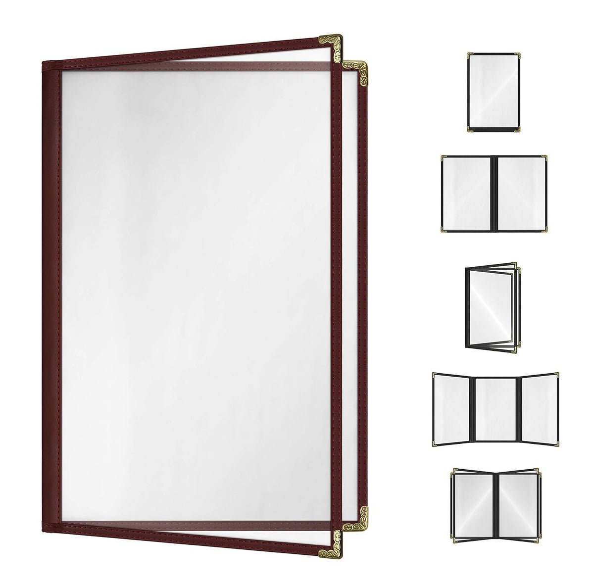 Goodsmart Restaurant Menu Covers – 25 Pack Burgundy 4-View 8.5" x 14", Side-Loading Vinyl & Plastic
