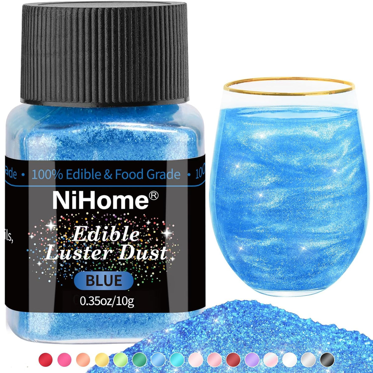 NiHome Edible Food-Grade Glitter Powder Glimmer Luster Dust Metallic Fancy Food Decorating Sprinkle