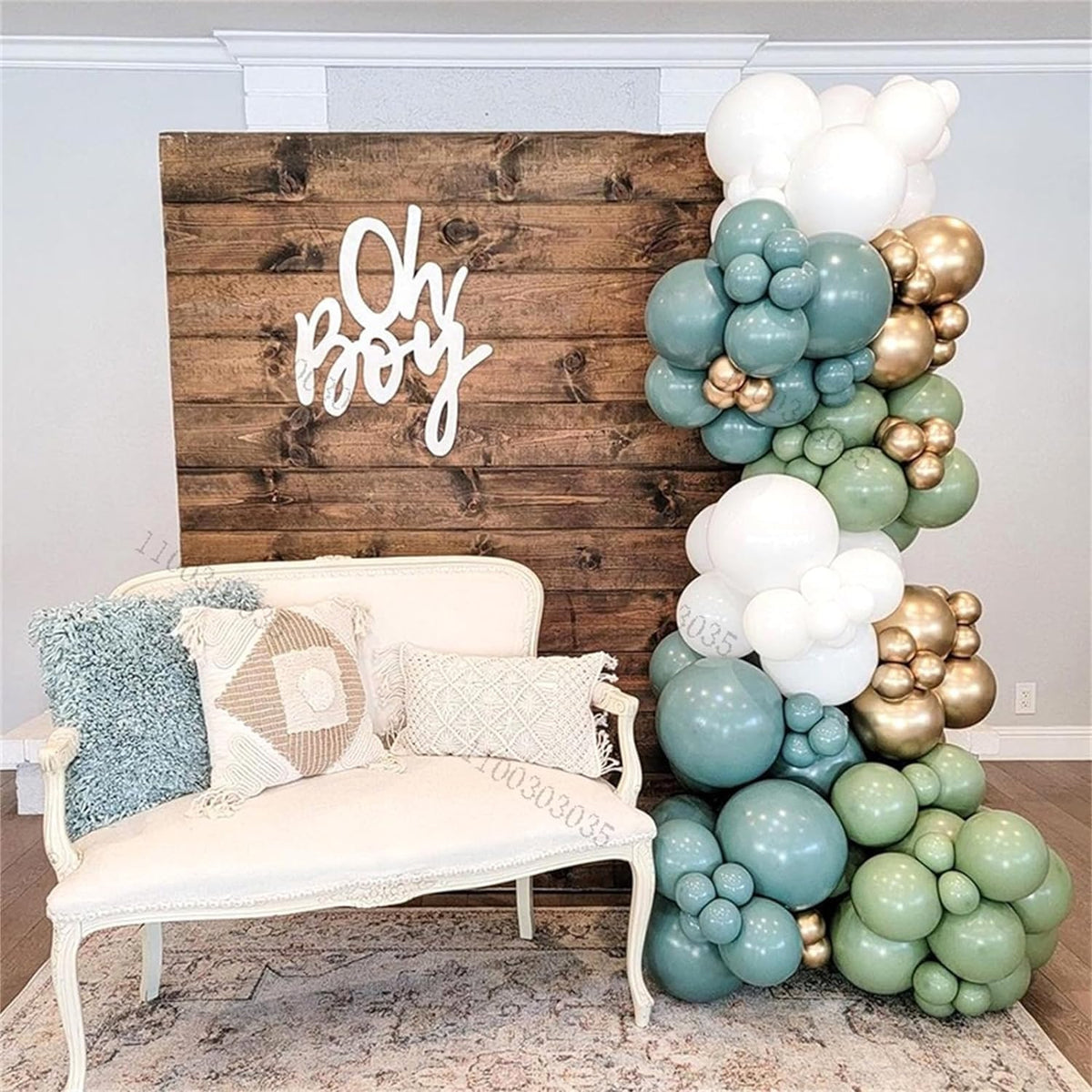 Dusty Blue Sage Green Balloon, 60PCS Pastel Olive Green Slate Blue Beige White Sand Balloon with
