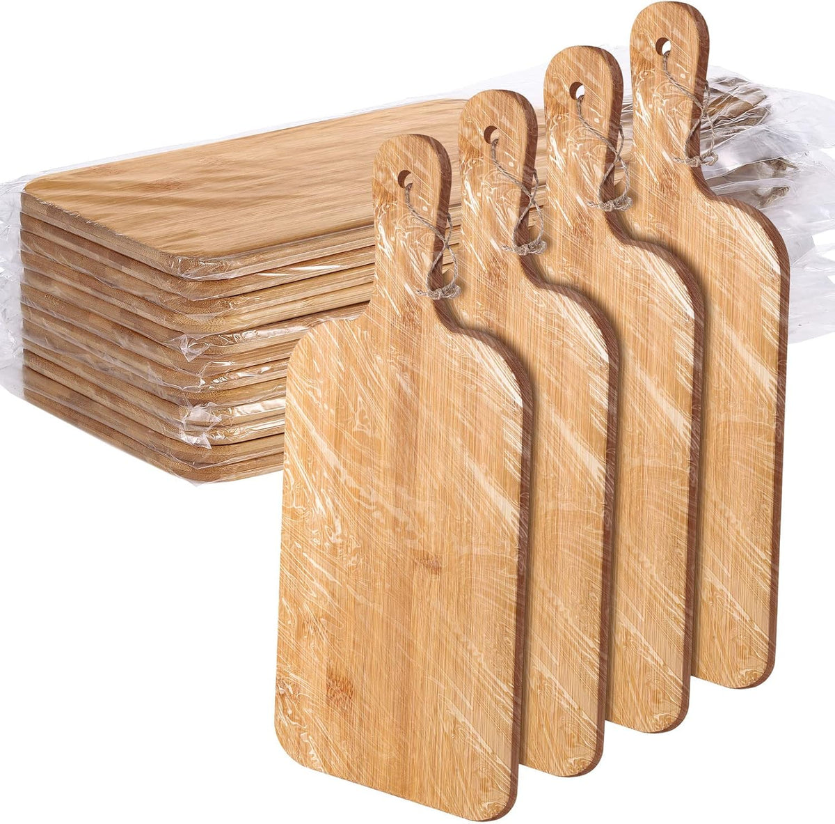 Patelai 12 Packs Wooden Cutting Board Set with Handles Large Kitchen Serving Plain Chopping Board
