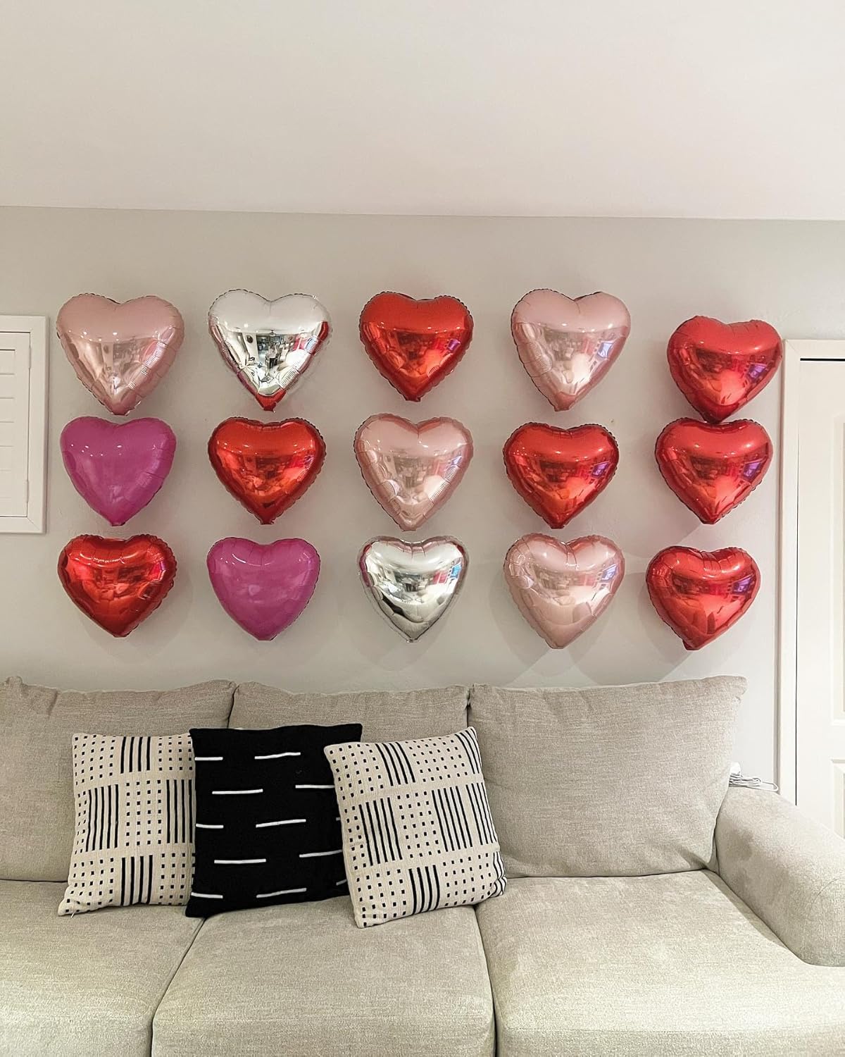 Red Heart Shaped balloons Pack of 12,18 Inch Silver Love Valentine Balloons Pink Heart Romantic
