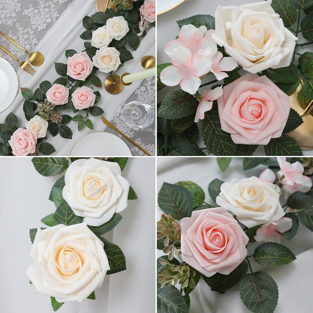 5FT Artificial Rose Flower Burgundy Fake Floral Garland for Wedding Ceremony Backdrop Arch Flowers