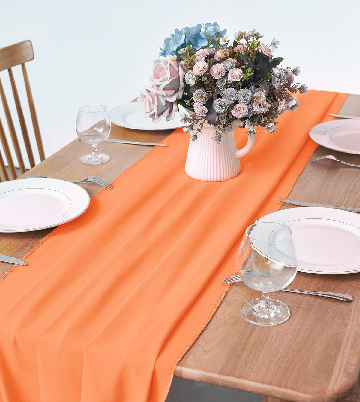 5 Pack 10Ft Chiffon Orange Table Runner Sheer 29x120 Inch for Romantic Wedding Decor Bridal & Baby