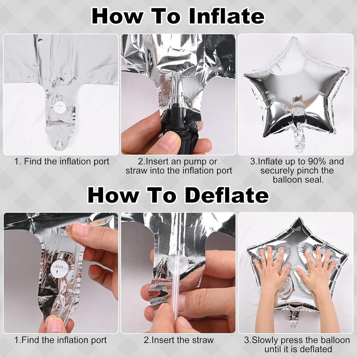 Silver Happy Birthday Balloon Banner, 16 Inch Mylar Foil Letter Balloons, Reusable Birthday