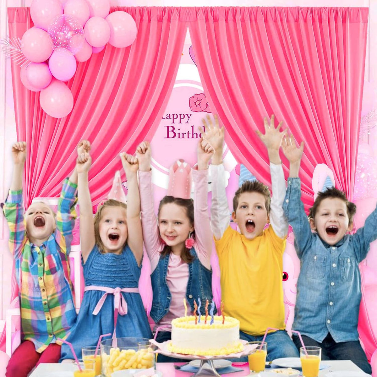 10 x 10 Feet Pink Backdrop Curtain for Partie, Background Curtains for Photoshoot, Birthday
