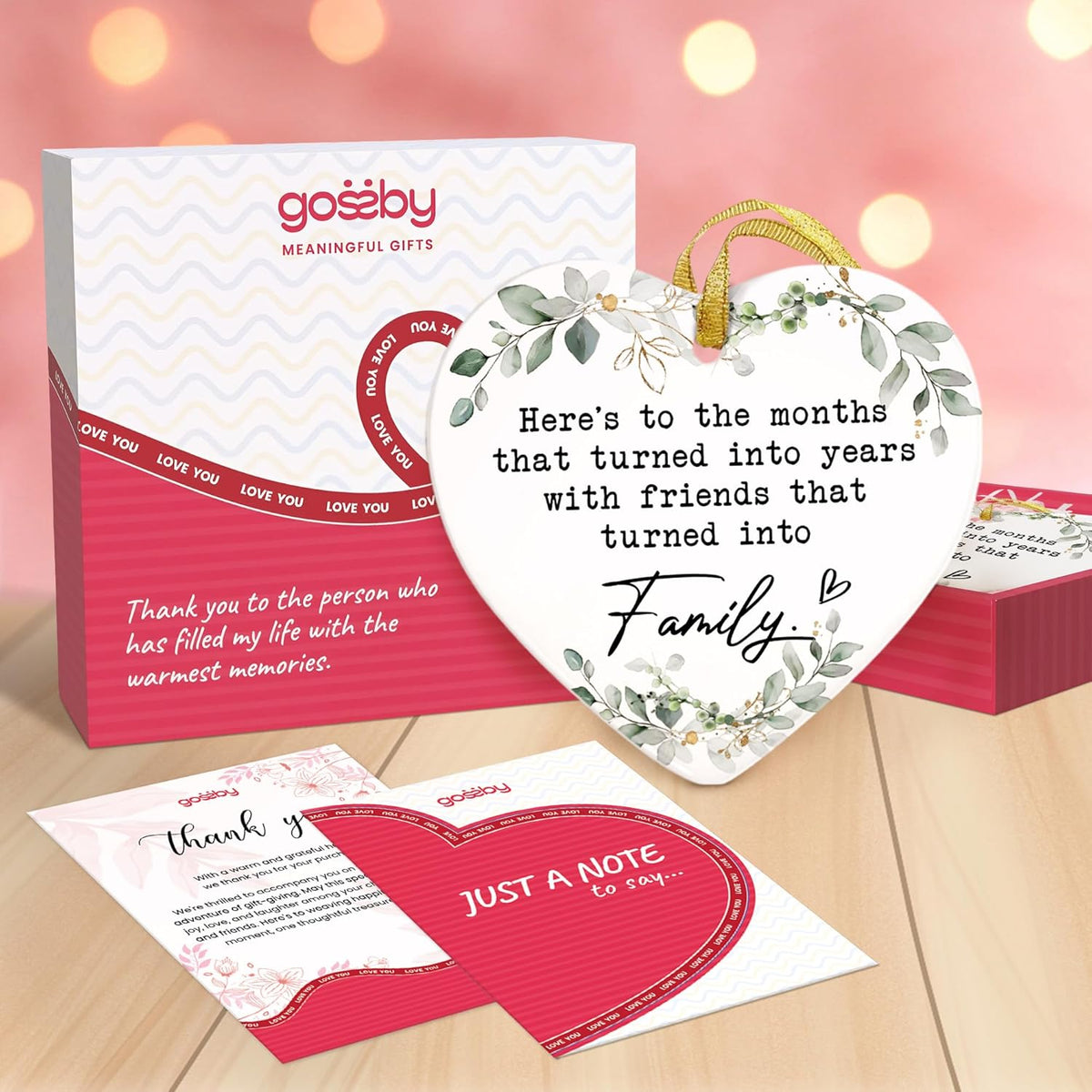 GOSSBY Friendship Ornament for Women for Friend - Friends That Turned into Family - Heart-Shaped