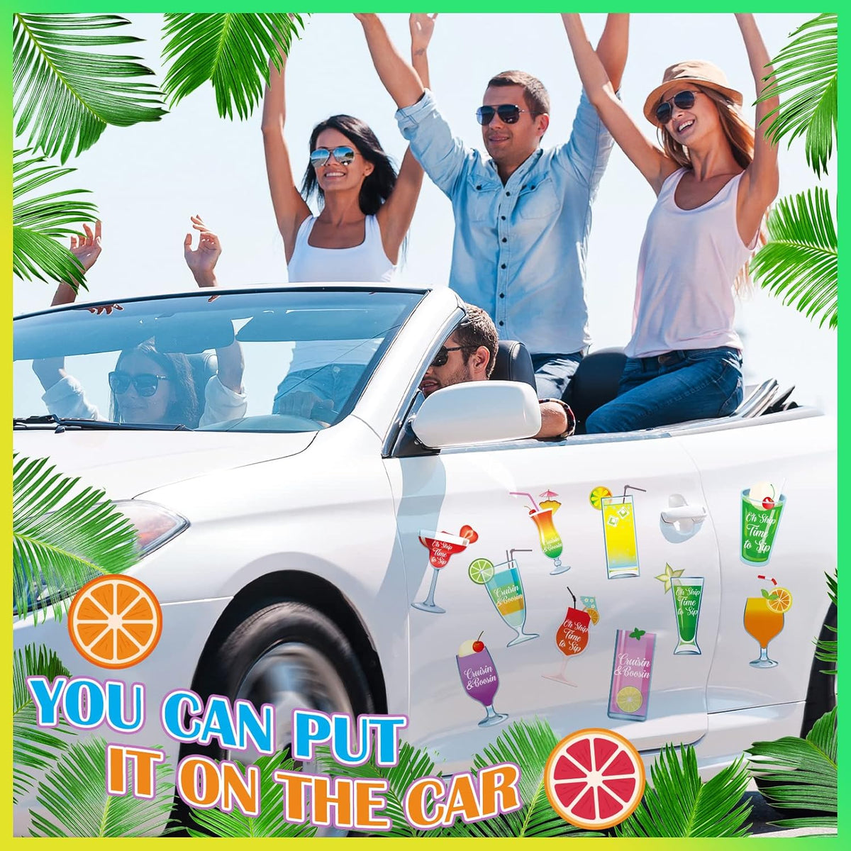 Xuhal 25 Pieces Tropical Drink Cruise Door Decorations Funny Magnetic Cruise Decorations Magnet