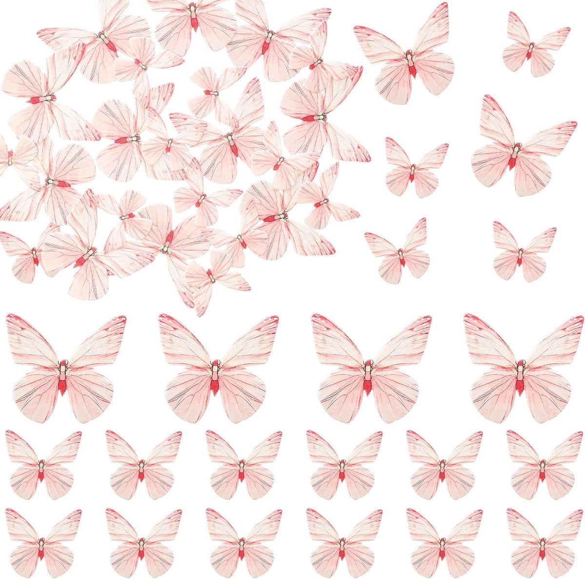 Ephlyn 72Pcs Edible Butterflies for Cake Decorating Pink Butterfly Cake Decorations Pink