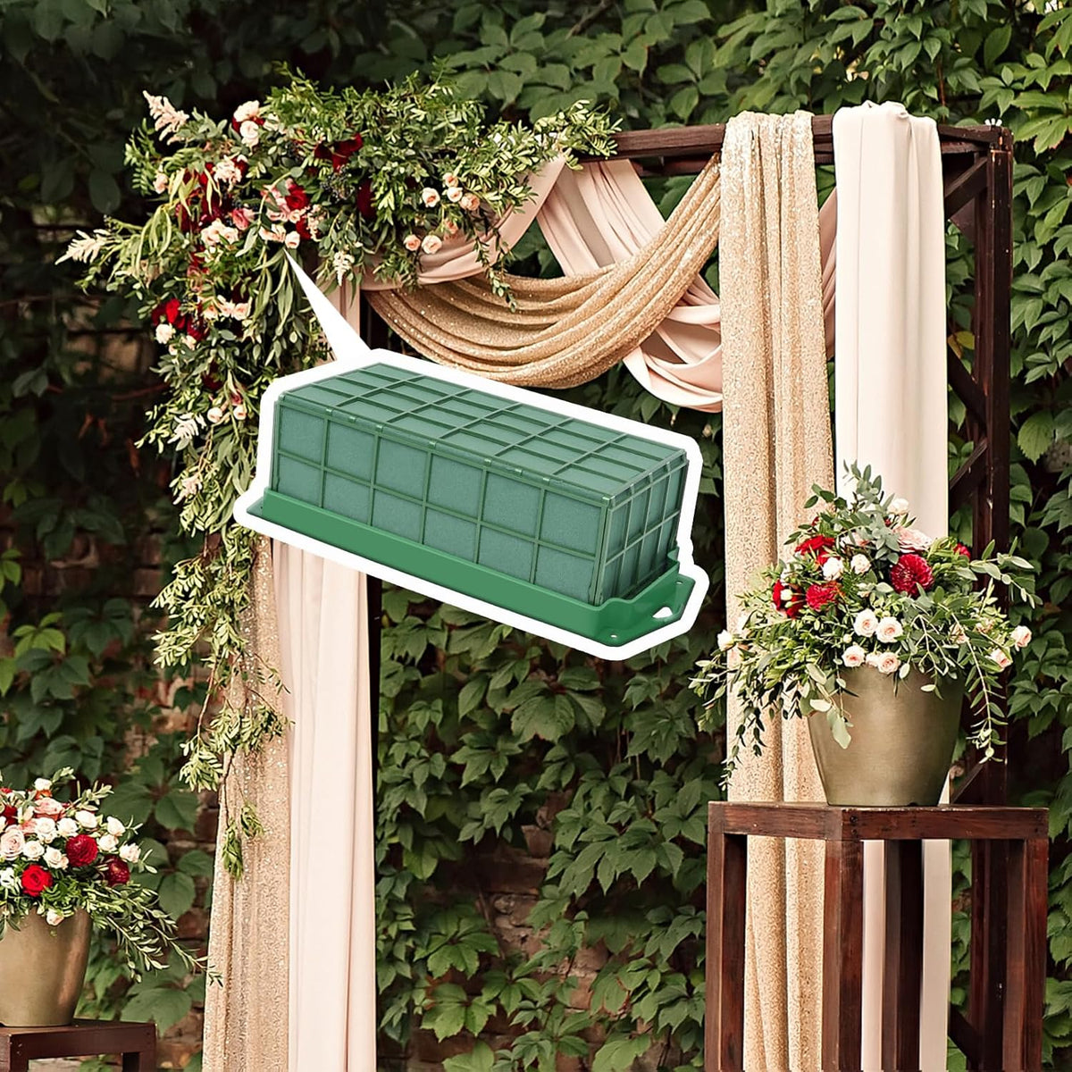 YOMUME Floral Foam Cage 2 Pieces, Flower Cage Holder with Foam for Fresh Flower Arrangement and