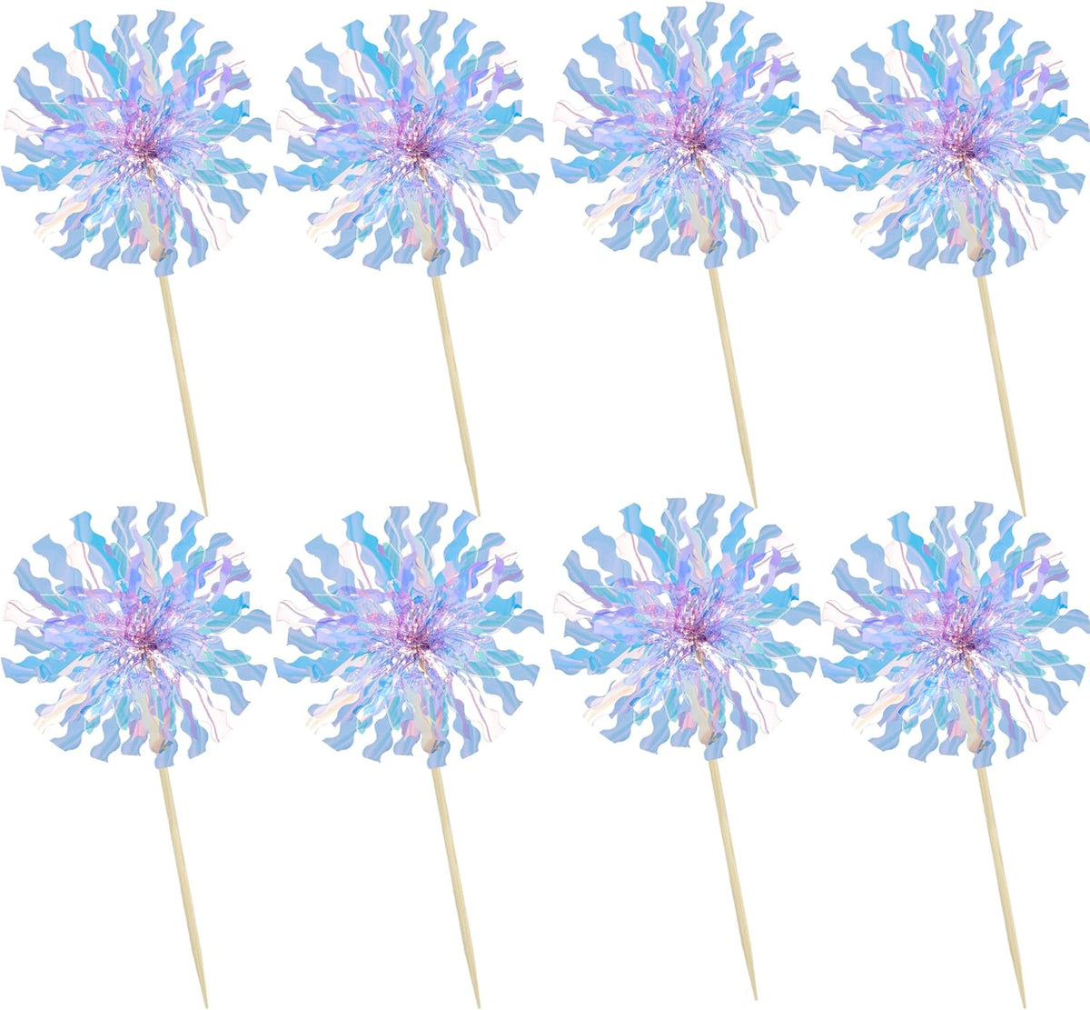 Ephlyn 30Pcs Foil Firework Cupcake Toppers Party Birthday Cake Toppers Supplies Sparkle Tinsel