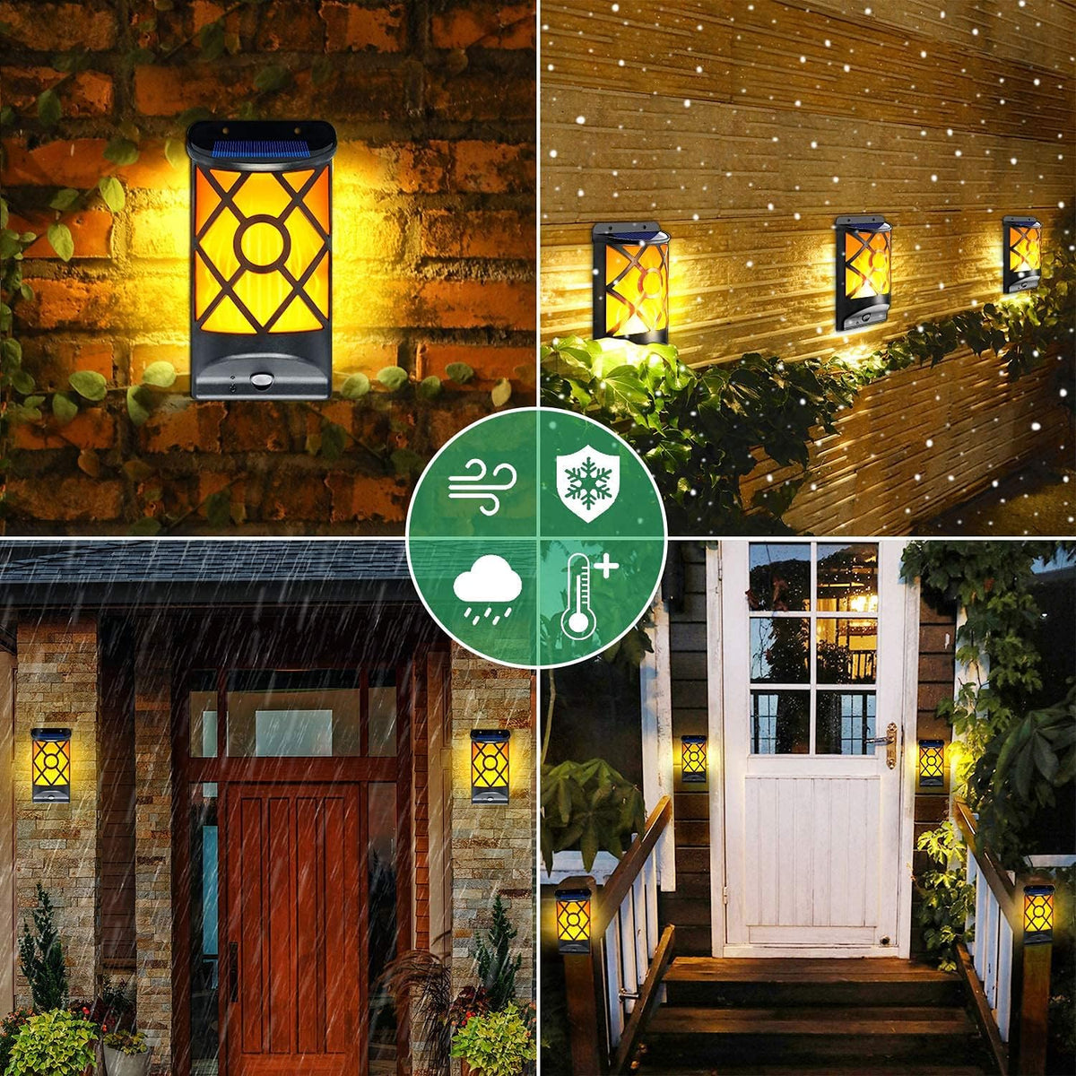 Solar Flame Lights Outdoor, Realistic 3D Flickering Flames with 66 Ultra-Bright LEDs - Waterproof