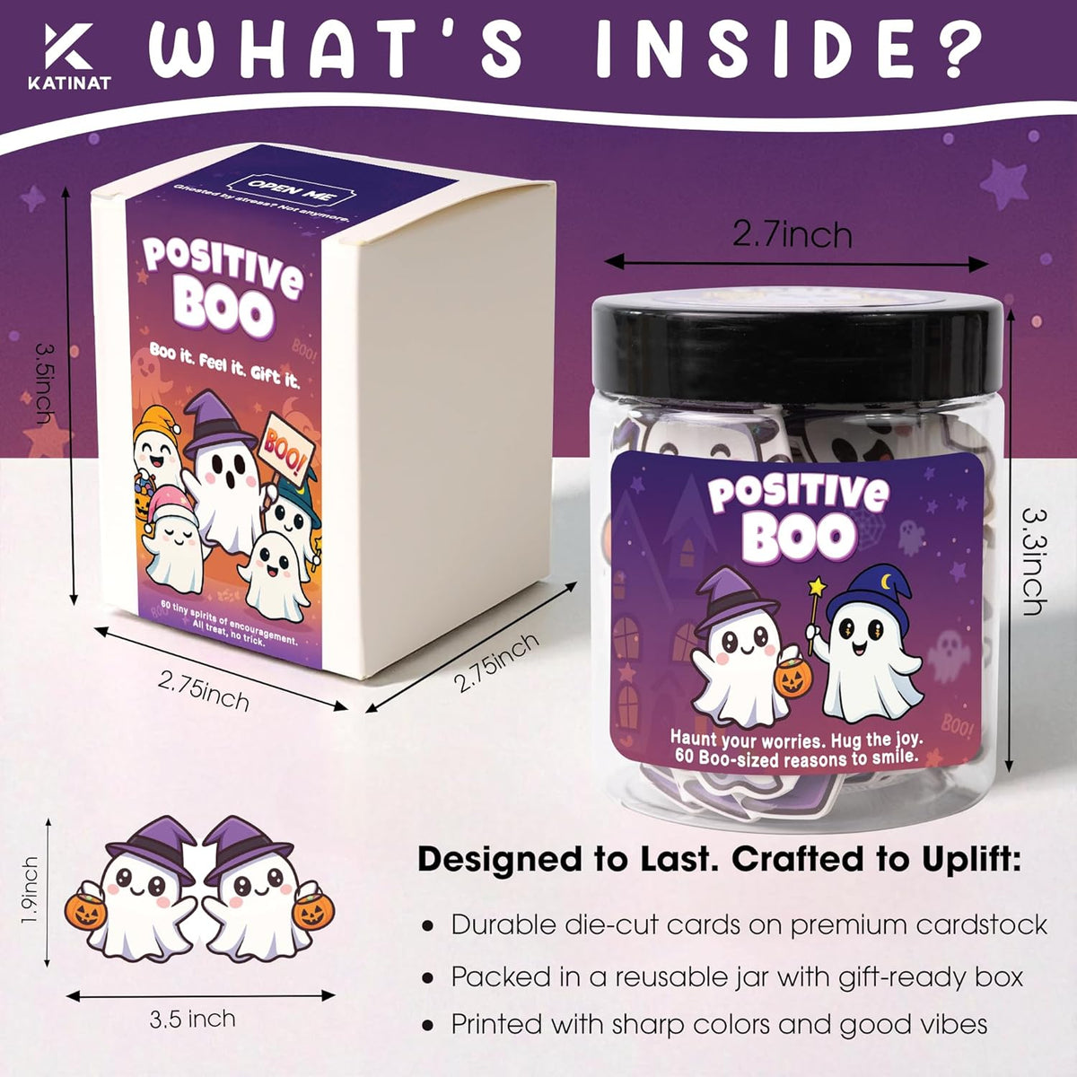 Positive Ghost Affirmation Jar – Emotional Support Ghosts Jar, Boo Basket Stuffers for Women