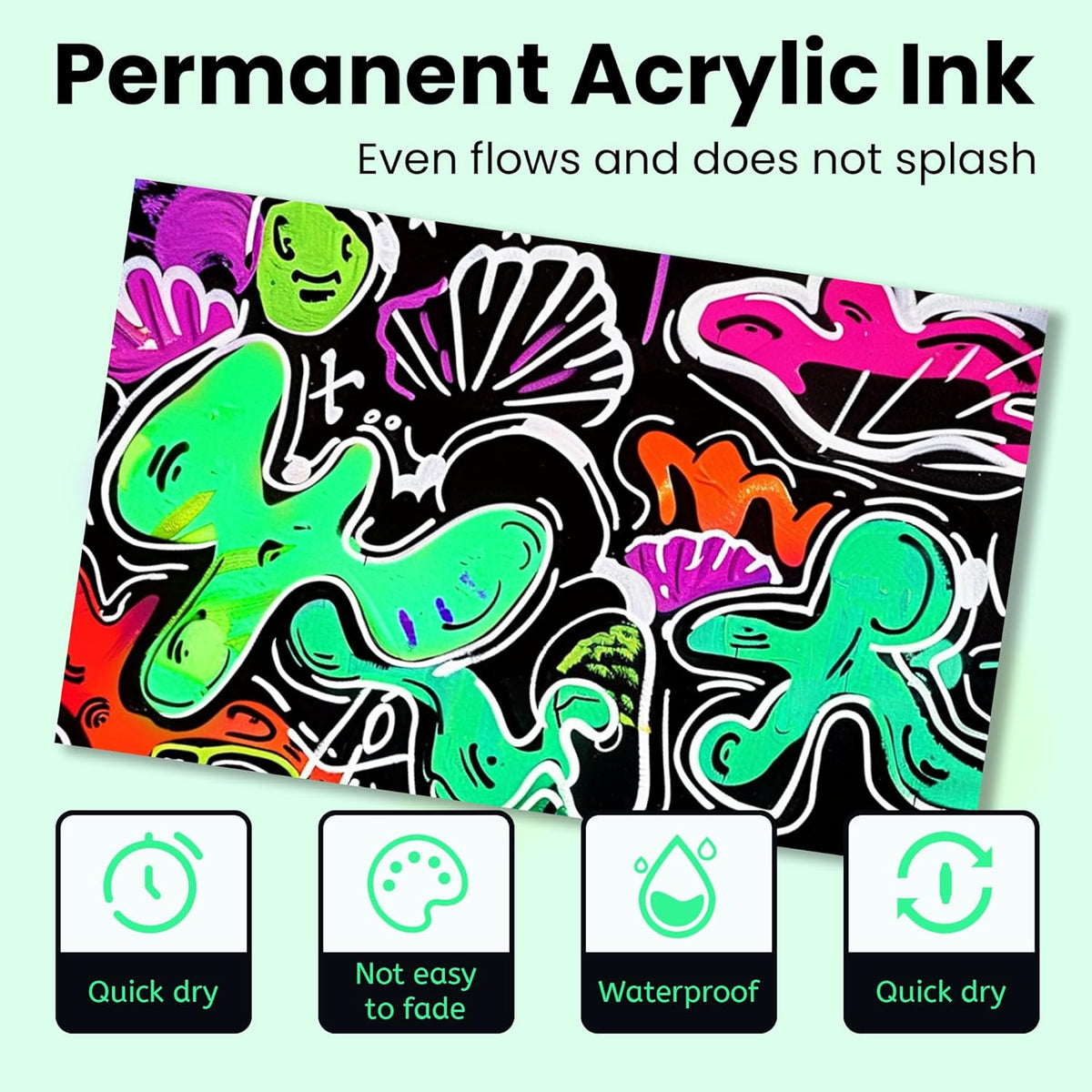 3 Pcs Green Jumbo Permanent Markers: 15mm Wide Tip Thick Acrylic Paint Pen Large Calligraphy Marker