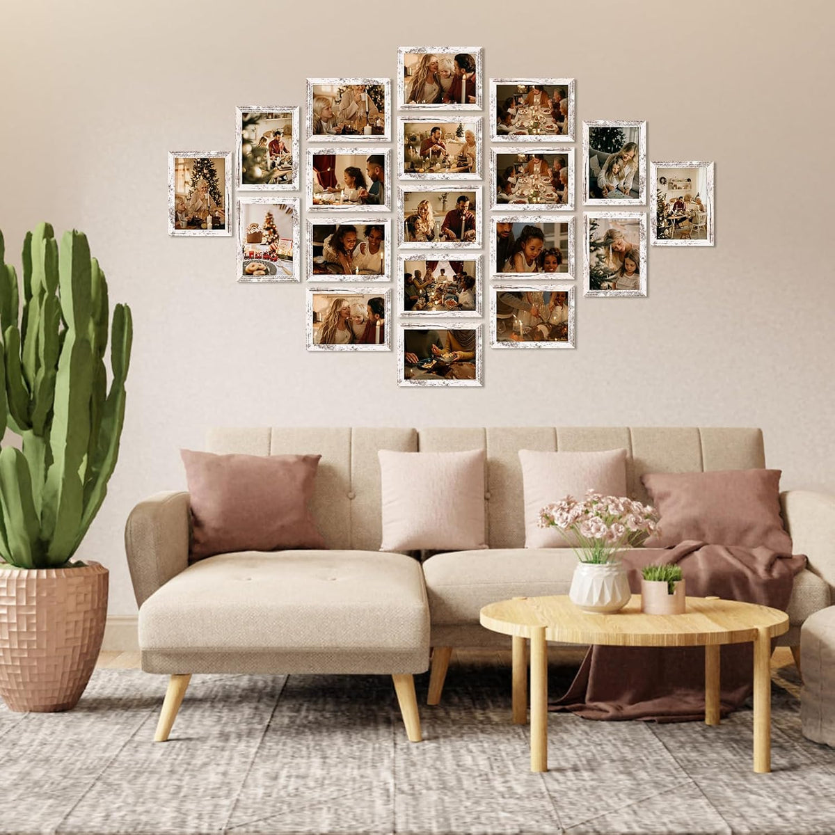 PETAFLOP Wooden Bulk 5x7 Picture Frame Set of 18, White Distressed Photo Frames Fits 5 by 7 for