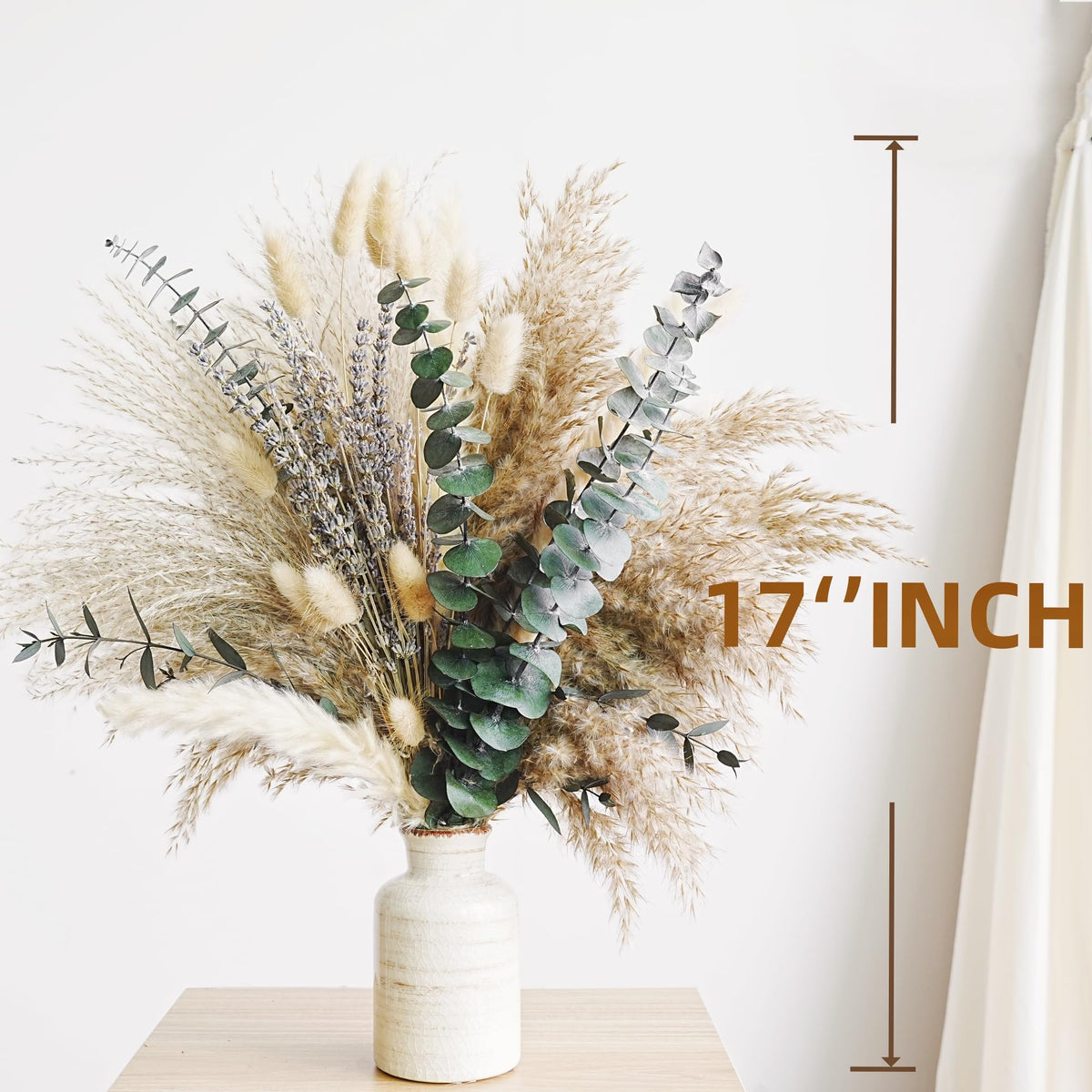 Green Pampas Grass Boho Bouquet – Exquisite Lavender and Eucalyptus Dried Flower Arrangements for