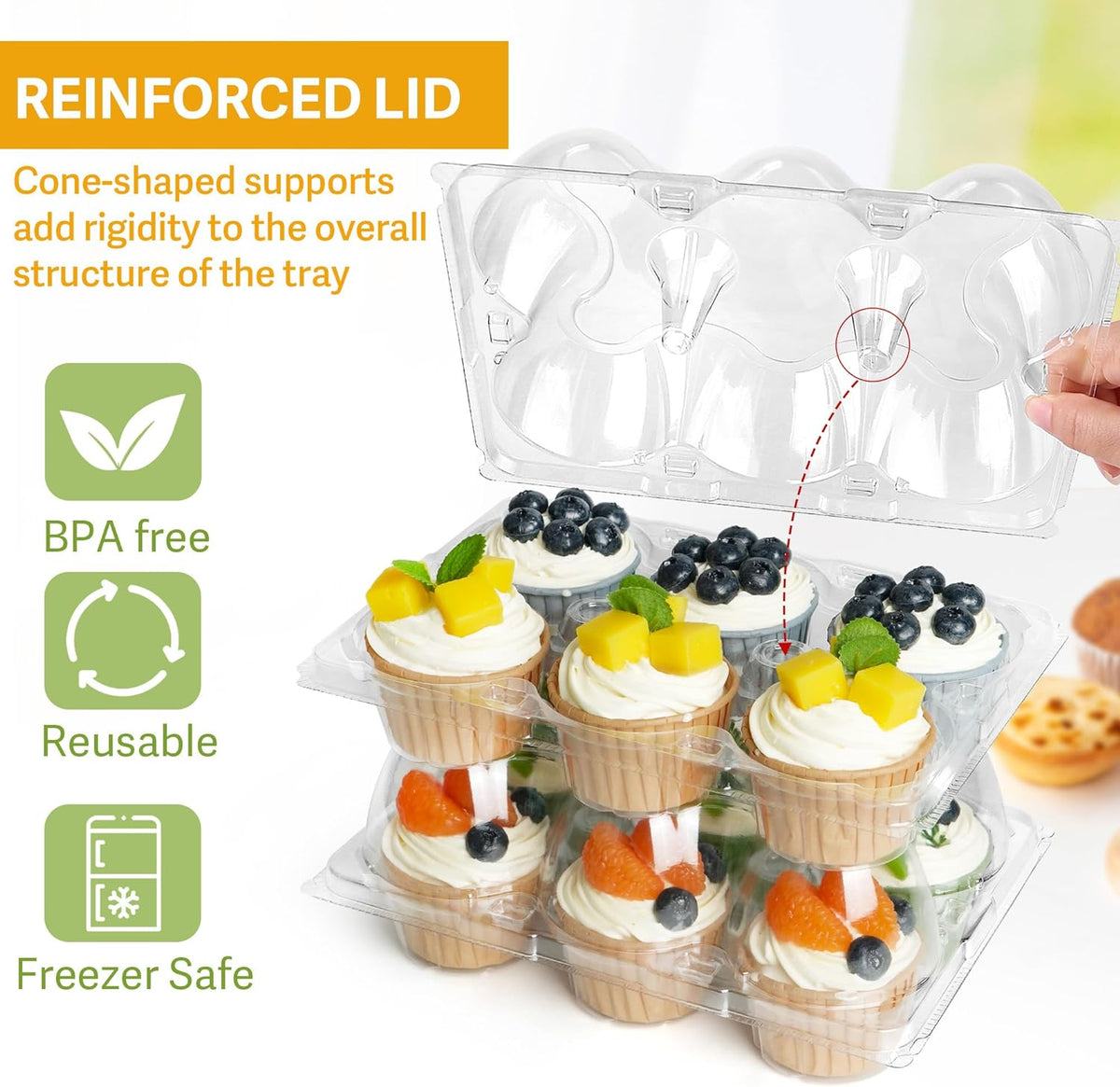LotFancy Cupcake Containers 6 Count, 40 Sets, Half Dozen Clear Cupcake Boxes, Plastic Muffin