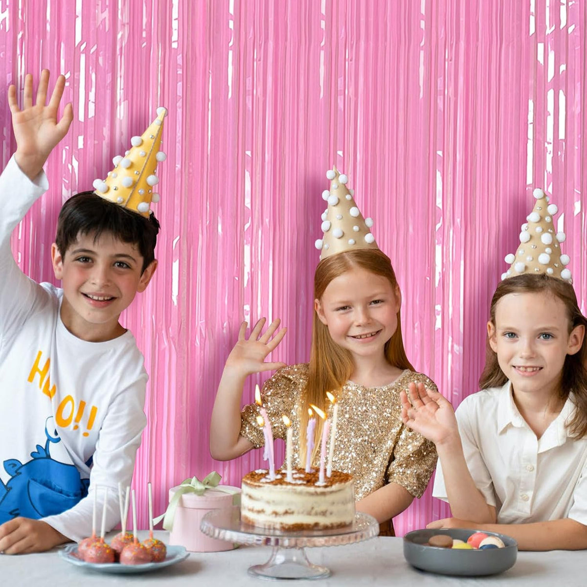 Pink Party Streamers Foil Fringe Backdrop Curtains Tinsel Streamers Birthday Party Decorations