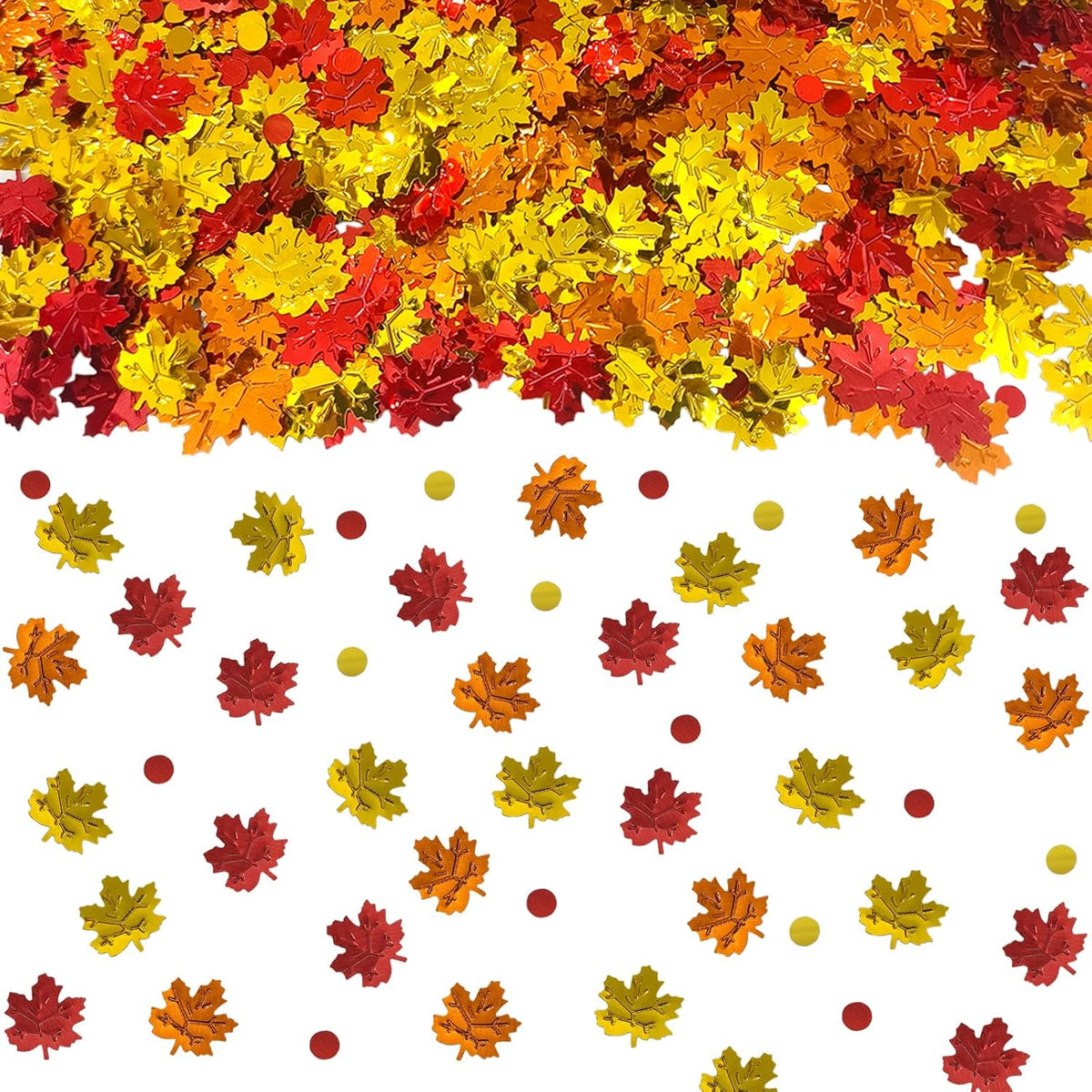 1500 Pcs Autumn Fall Table Confetti, Maple Leaf Decor Harvest Thanksgiving Table Scatters Glitter