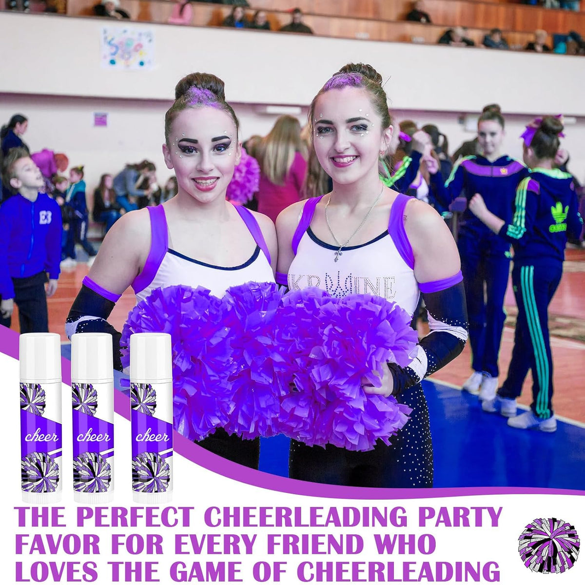 24 Pcs Cheer Lip Balm Cheer Teams Camp Gifts Pom Pom Leaders Party Favors Gear Lip Balm Mom Gift