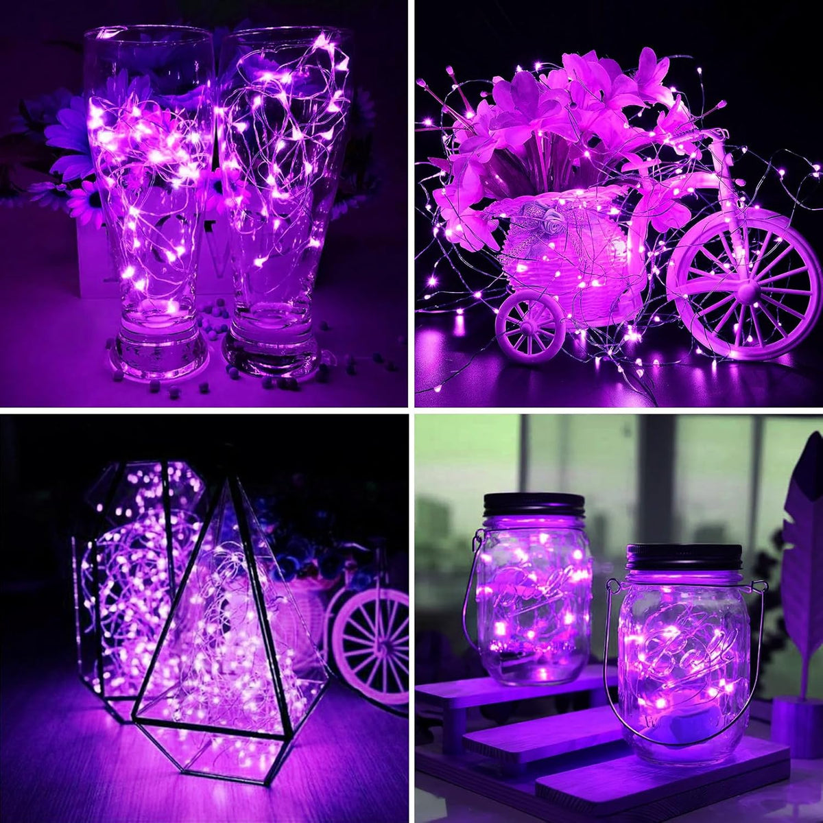 ZGWJ 50 Pack Fairy Lights Battery Operated, 7ft 20 Mini LED Fairy String Lights Silver Wire 3 Modes