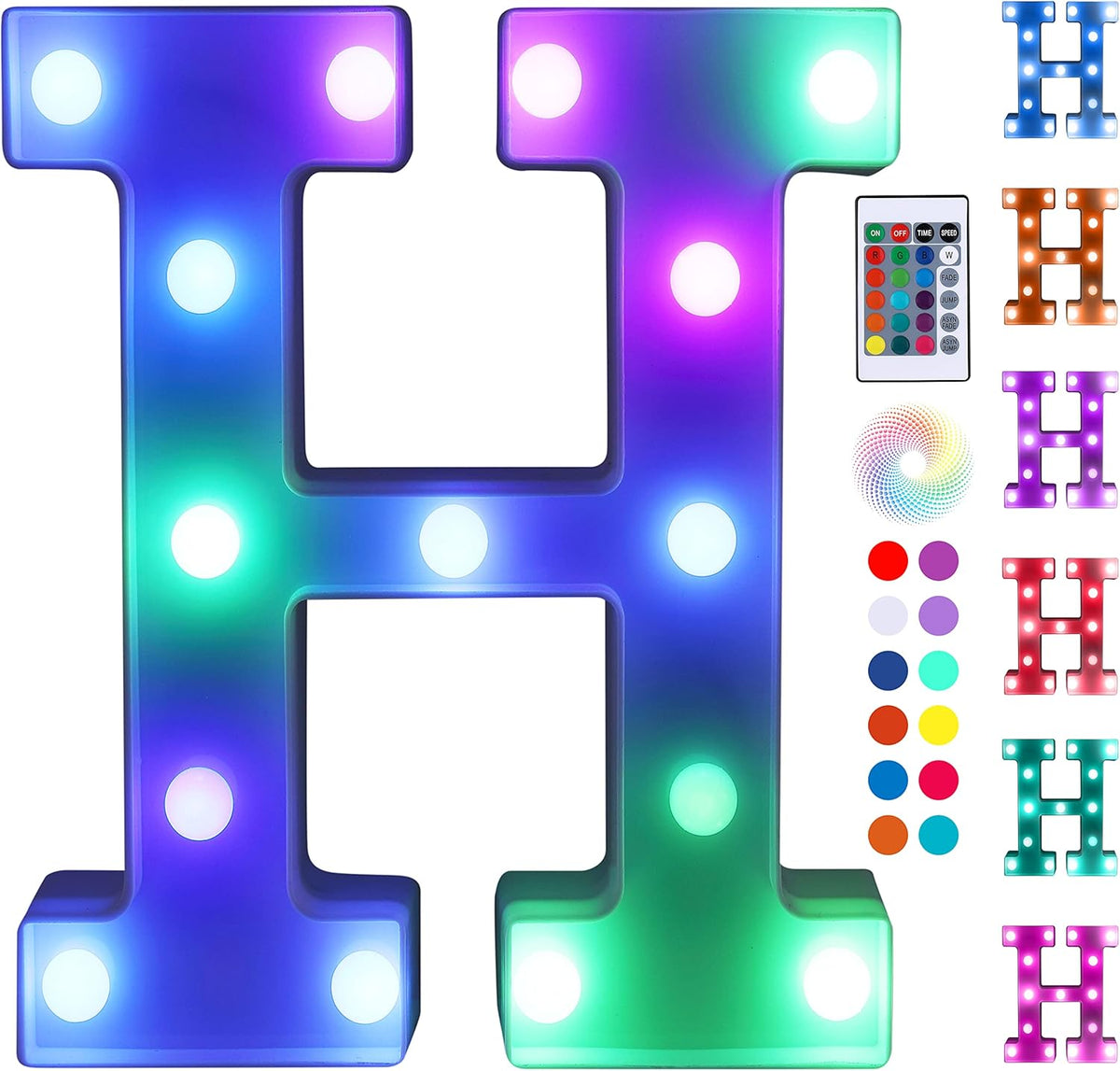 Foaky Colorful LED Letter Lights with Remote,Marquee Light Up Letters Sign for Night Light