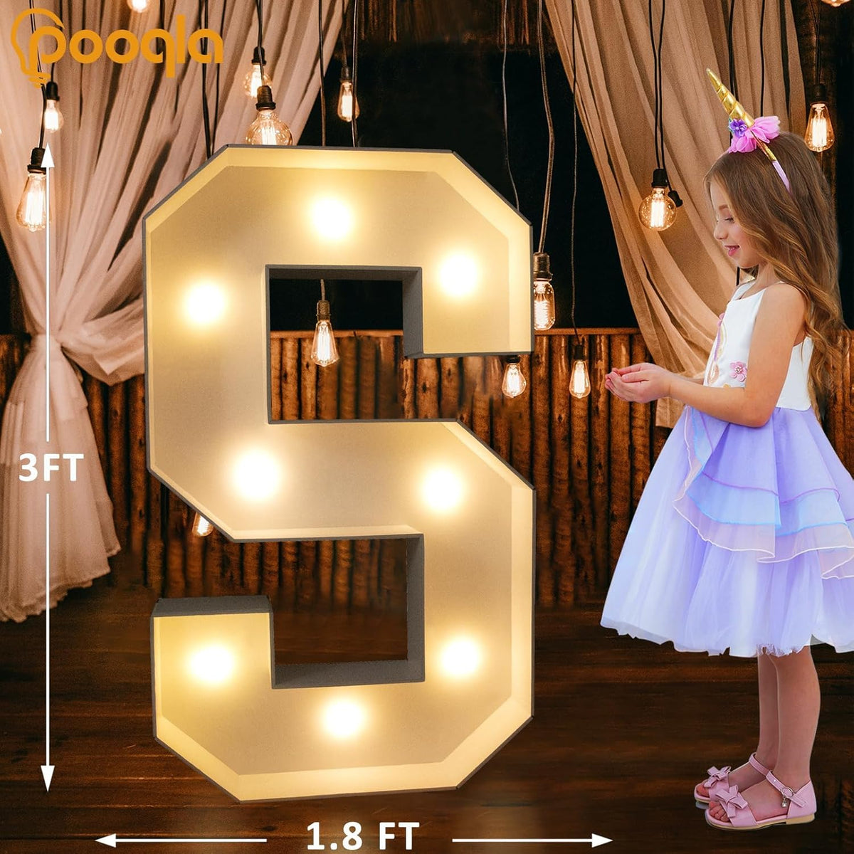 Pooqla 3FT Marquee Light Up Letters, LED Big Mosaic Marquee Letters 3 Feet, Giant LED Sign for