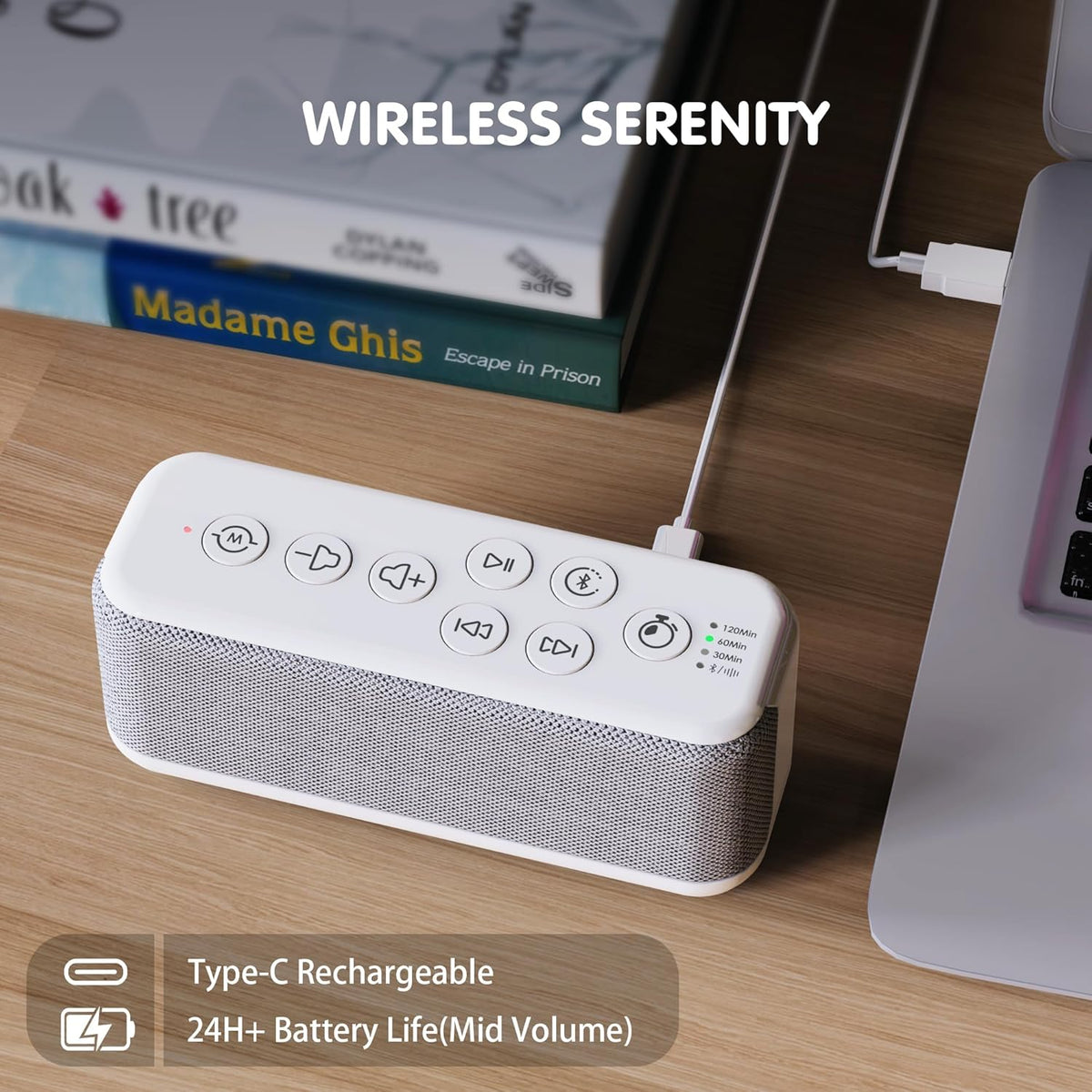 OnLyee White Noise Sound Machine with Bluetooth Speaker, 15 Soothing Sounds, Office Privacy & Noise