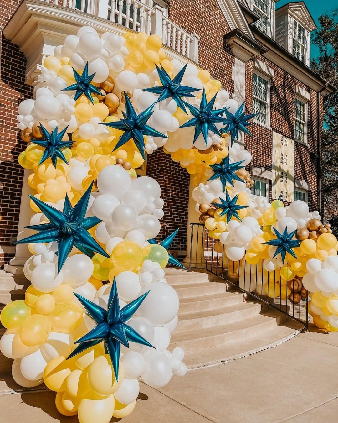 3pcs 26inch 3D Explosion Star foil balloon, Blue Foil Cone Star burst Balloons for Birthday Wedding