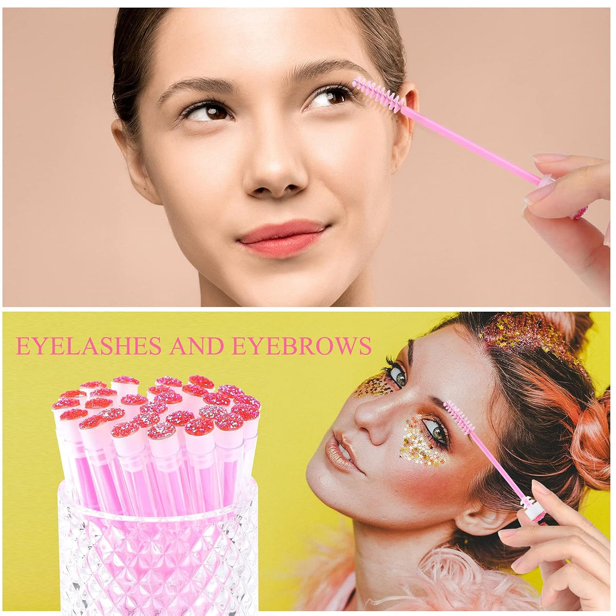 20pcs Eyelash brush Lash Wand Makeup tool Eyelash Extension supplies Cleaning brush Diamond Mascara