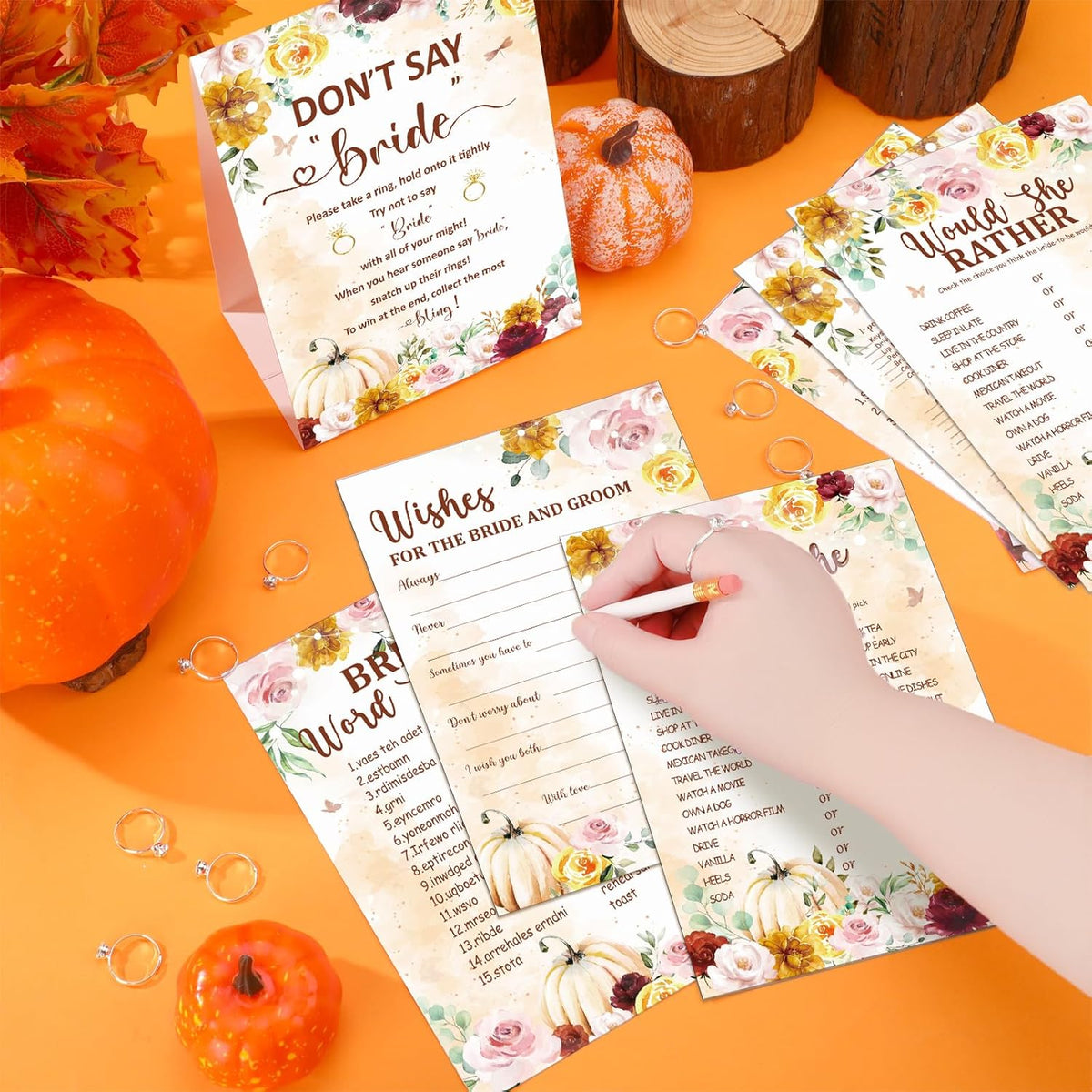 Estune 331 Pcs Bridal Shower Games Supplies, 5 Sets 250 Pcs Wedding Cards 1 Put a Ring on It Bridal