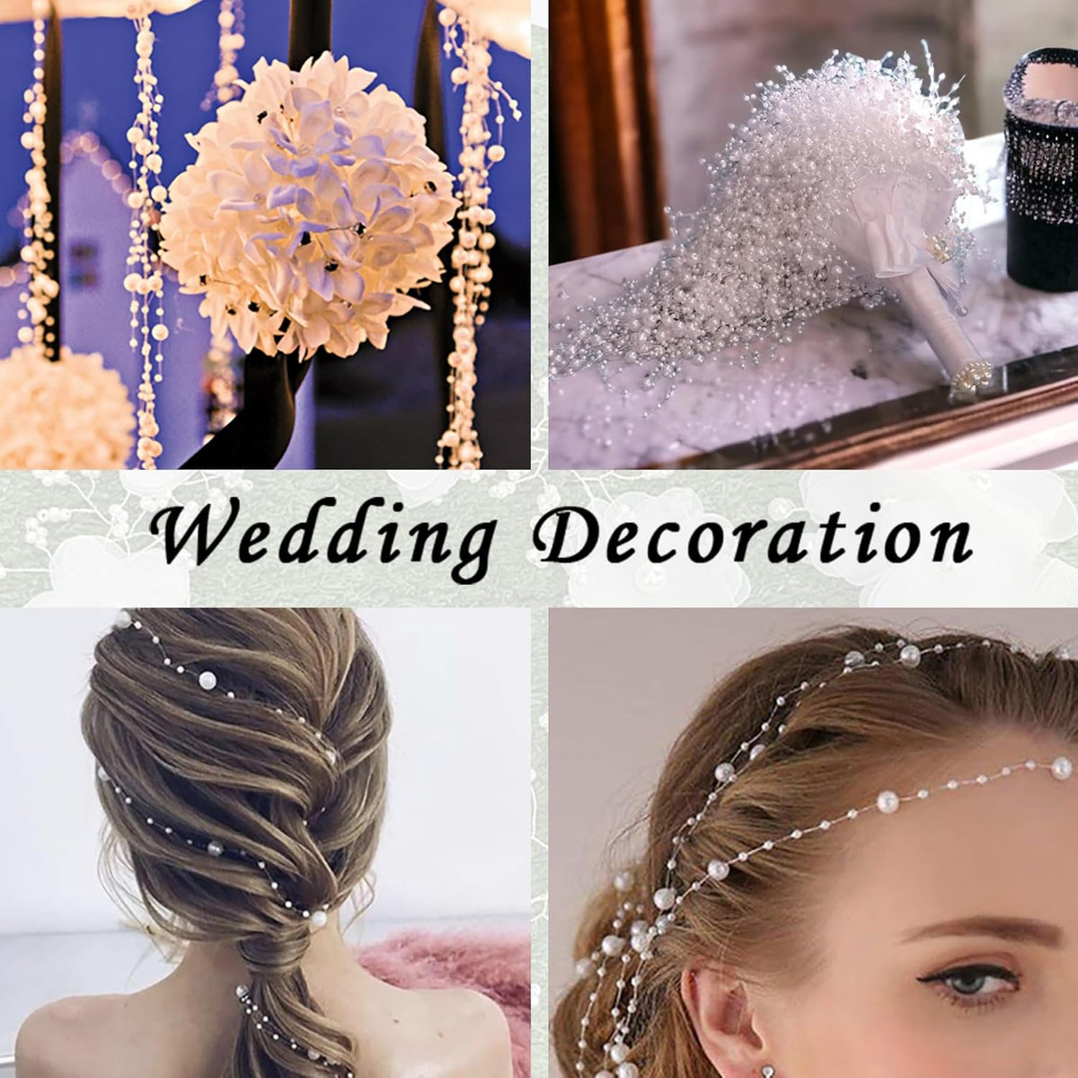 50 PCS Artificial Pearl String Beads - 10+5mm Black Floating Beads for Centerpieces, Vase Fillers