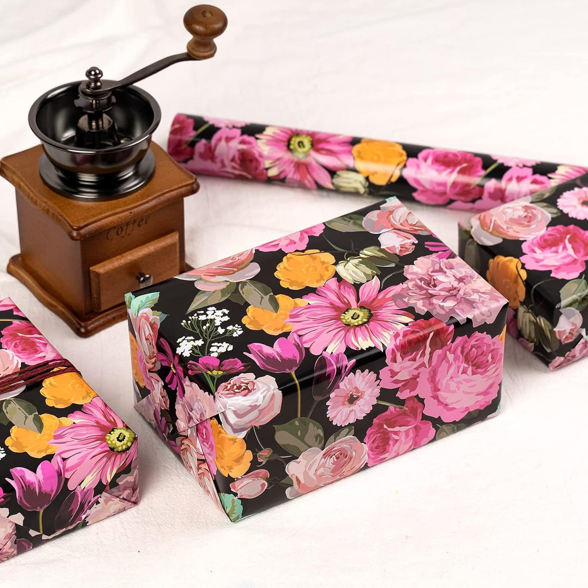 WRAPAHOLIC 30 Inch Jumbo Reversible Floral Wrapping Paper - 30 Inch X 33 Feet - Colorful Floral