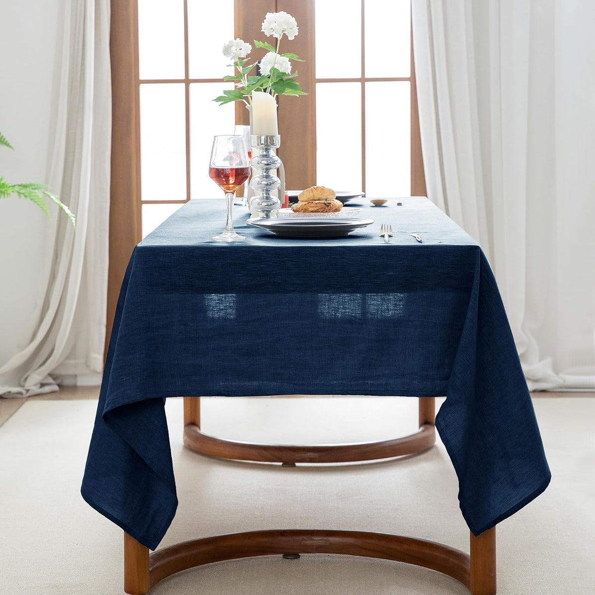 EVERLY 100% Pure Linen Rectangle Tablecloths 60x84Inches for Dining,Buffet
