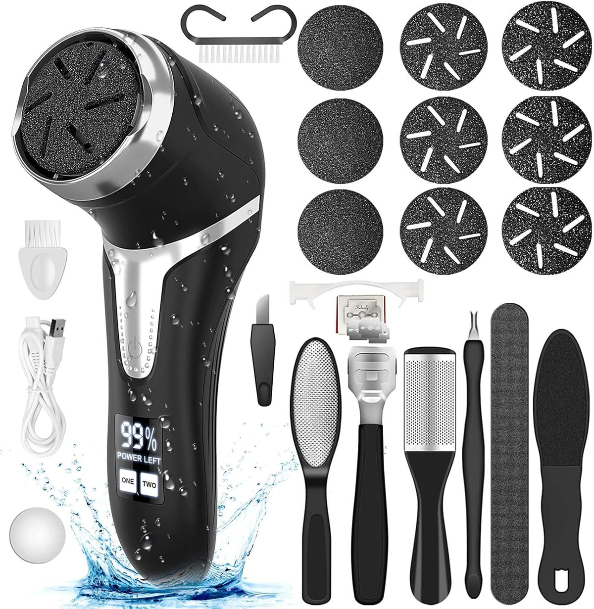 Electric Callus Remover for Feet (with Dander Vacuum), Portable Pedicure Kit Foot File Callus