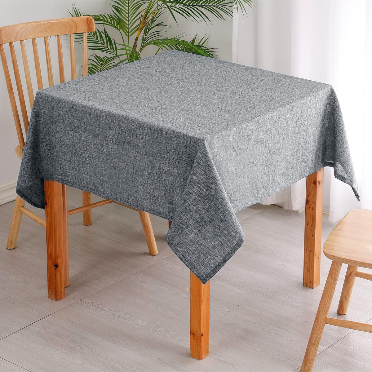 Hiasan Faux Linen Rectangle Tablecloth - Wrinkle and Stain Resistant Washable Table Cloth for
