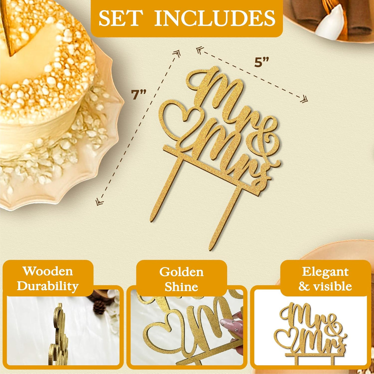 Rustic Wedding Cake Toppers Bride And Groom - Boho Mr And Mrs Cake Topper, Wood Mr And Mrs Sign For